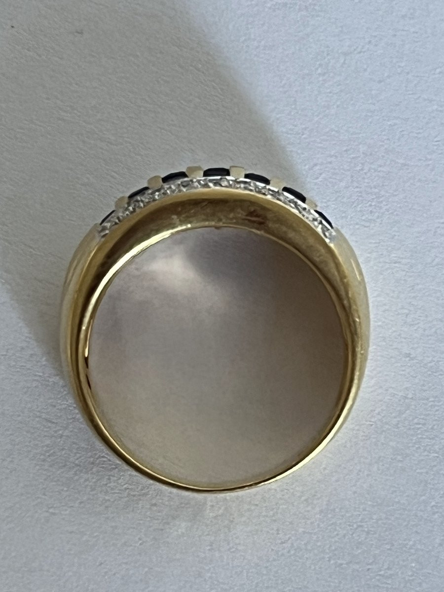 7277 - Gold Band Ring With Sapphires And Diamonds-photo-4