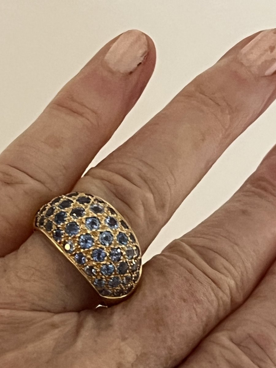 7282a - Domed Yellow Gold Ring With Sapphires-photo-2