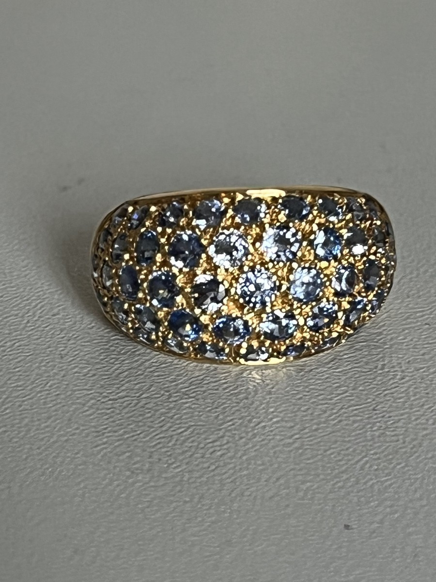 7282a - Domed Yellow Gold Ring With Sapphires