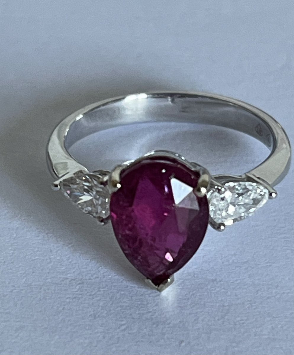 7290 - White Gold Ring With Tourmaline, Rubellite, And Diamonds-photo-4