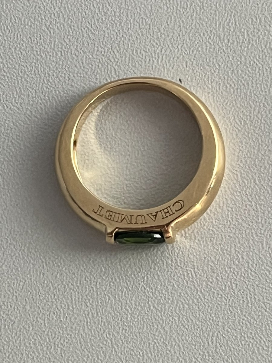 7293- Bague Jonc CHAUMET Or Jaune Péridot-photo-3