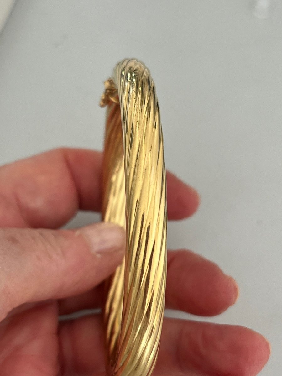 6248- Bracelet Jonc Rigide Or Jaune Torsadé-photo-2