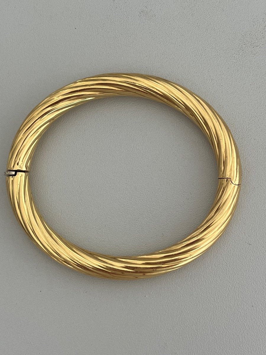 6248- Bracelet Jonc Rigide Or Jaune Torsadé-photo-1
