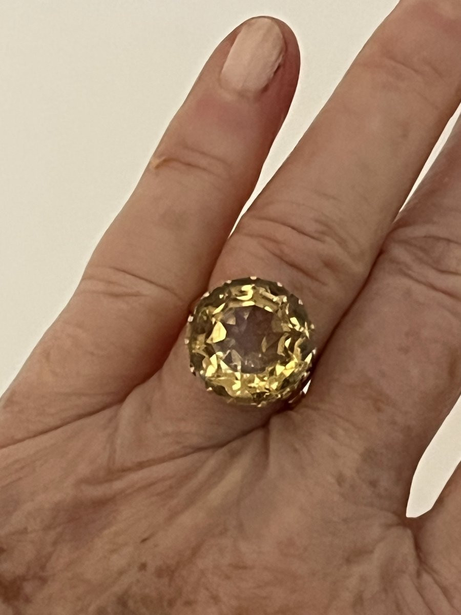 7238 - Vintage Yellow Gold Citrine Ring-photo-2