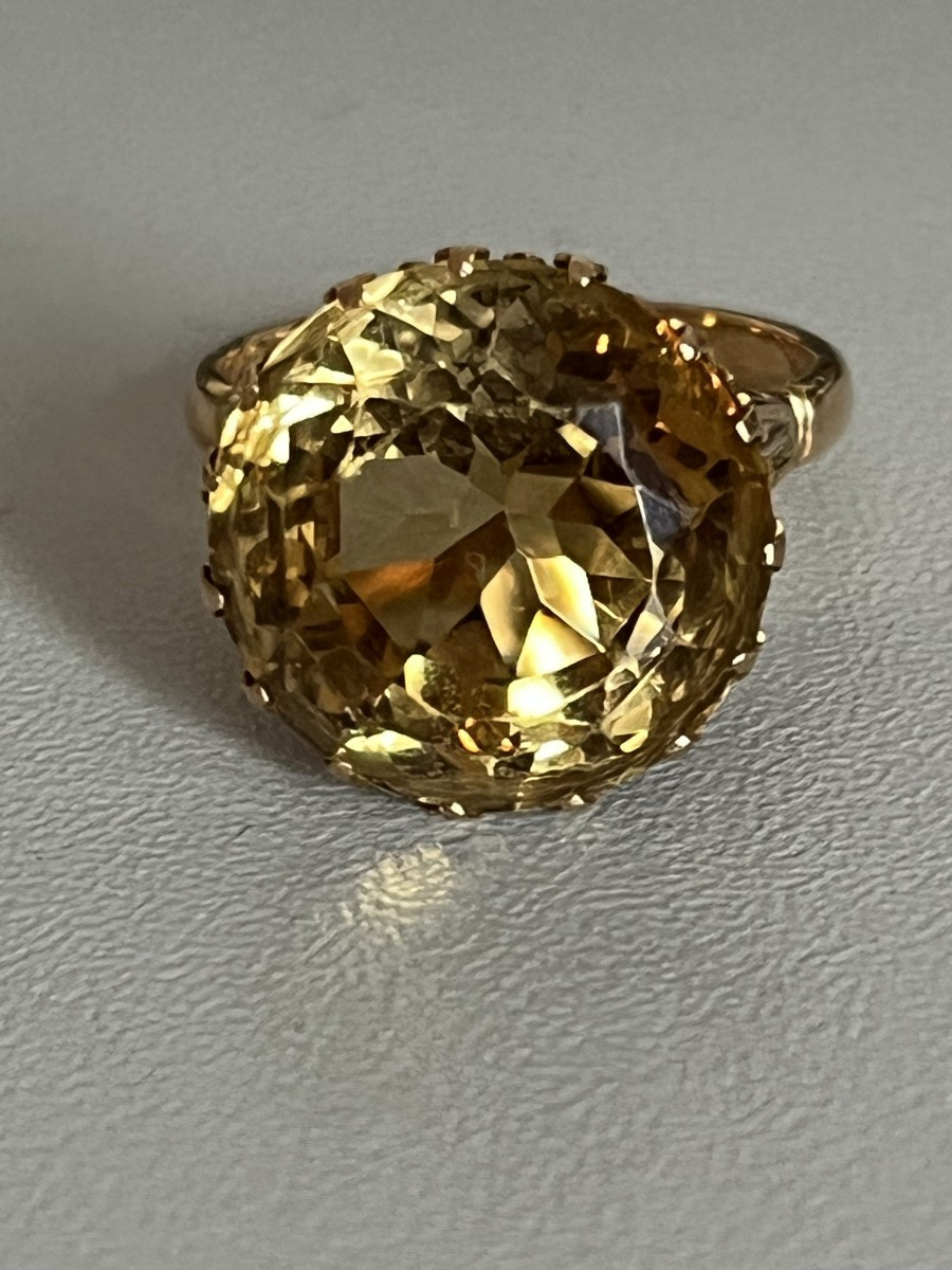 7238 - Vintage Yellow Gold Citrine Ring