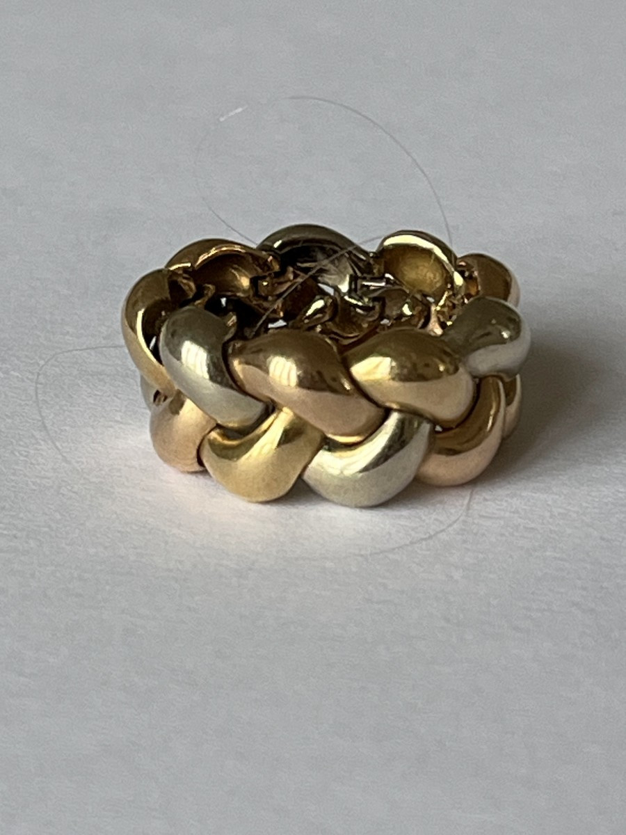 7280- Bague Bandeau Maille Tressée 3 Ors