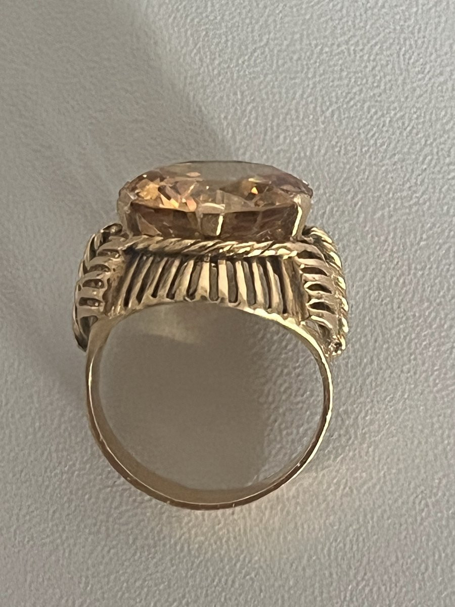 7304 - Vintage Cocktail Ring In Yellow Gold With Citrine-photo-1