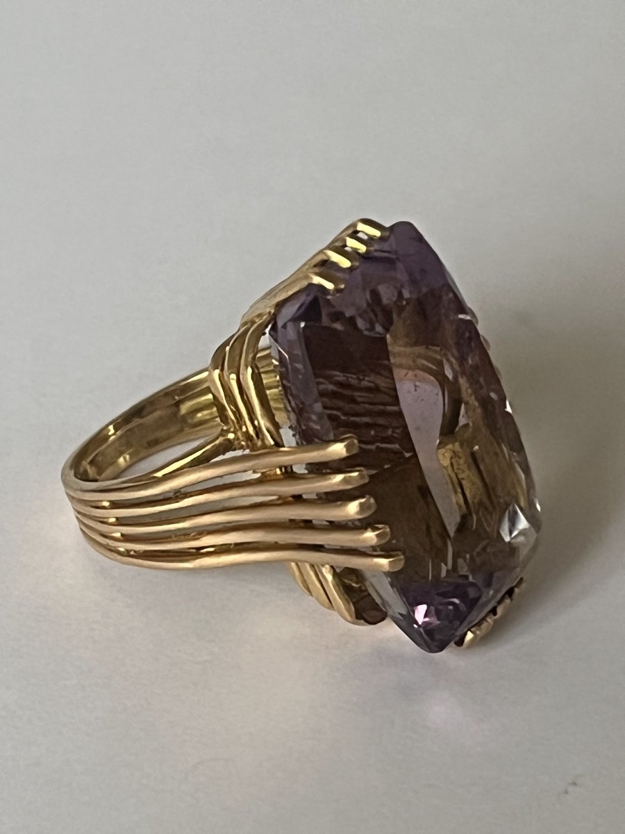 867 - Important Vintage Yellow Gold Amethyst Ring-photo-3