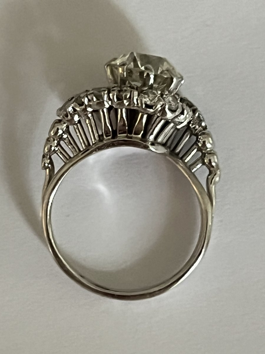 962- Bague Or Gris Diamants (1,90 ct au centre)-photo-2