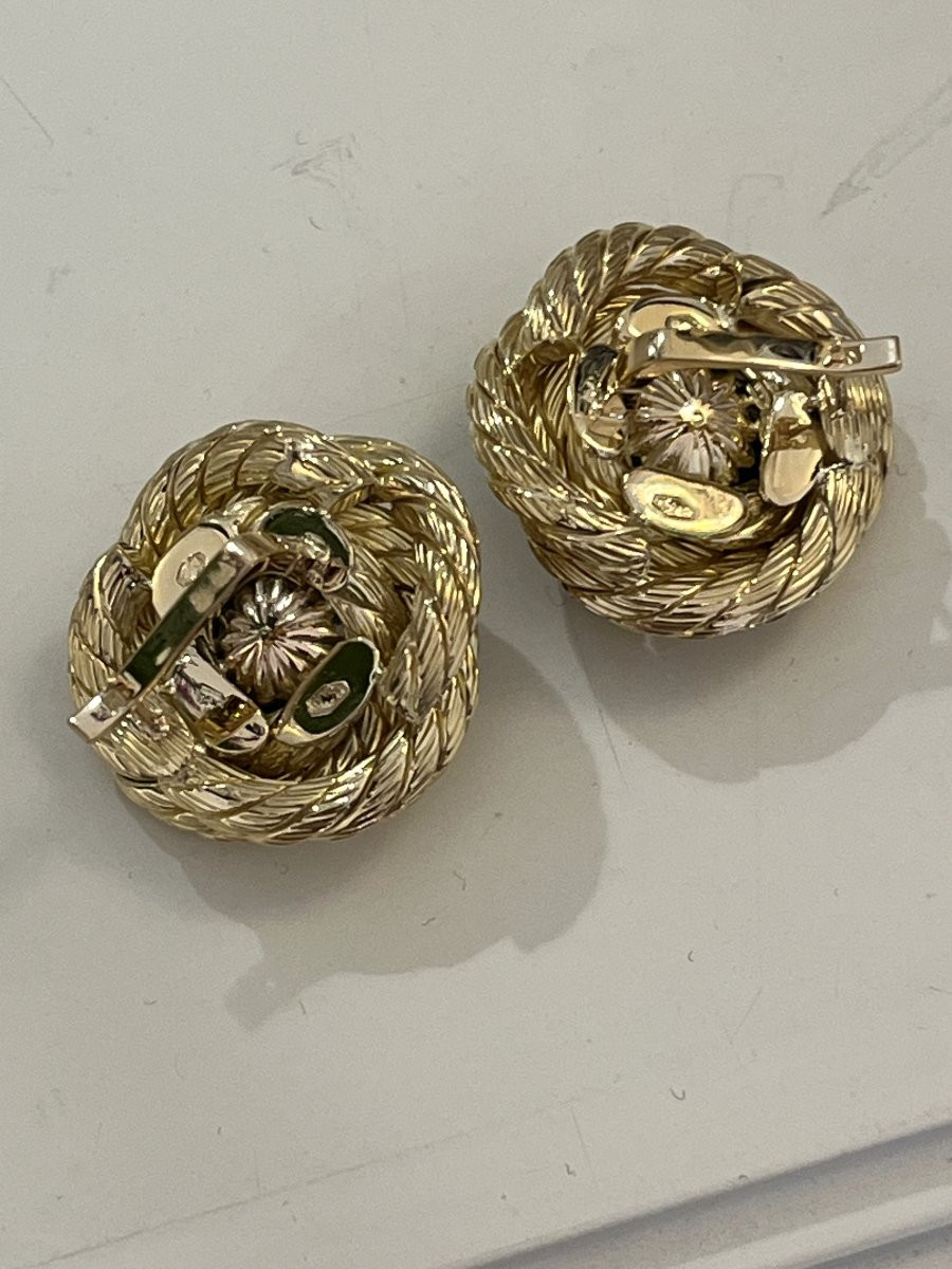 3658 - Vintage Yellow Gold Chalcedony Earrings-photo-1