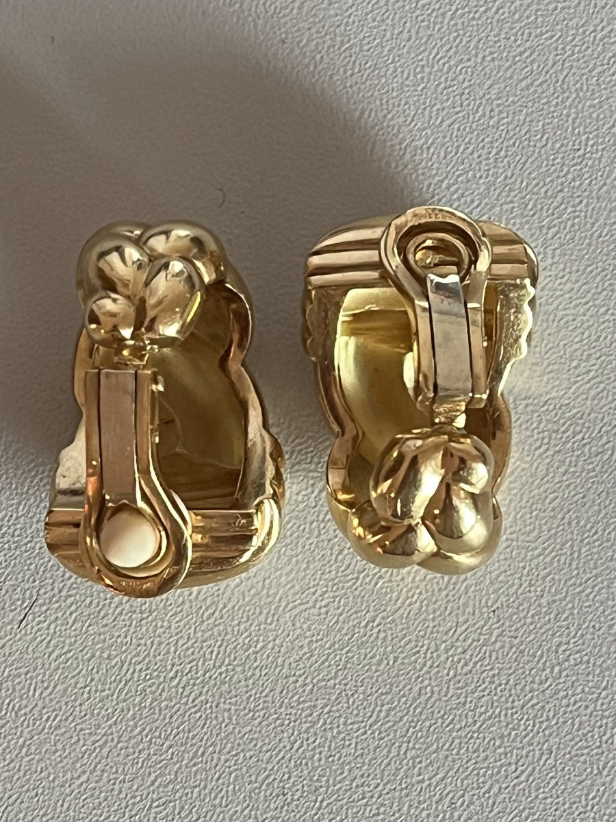 5344- Boucles d'Oreilles Vintage Or Jaune Diamants-photo-3