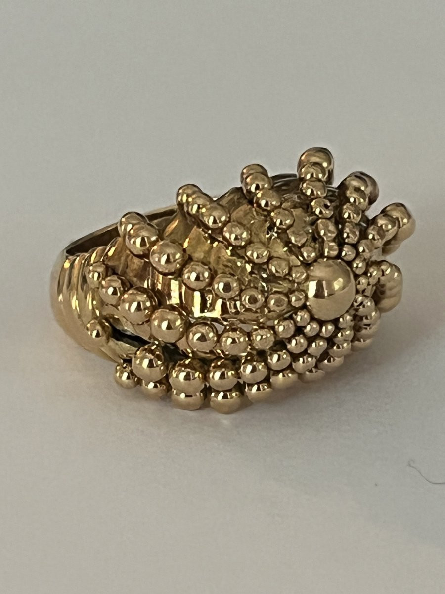 7065- Bague Dôme Vintage Or Jaune-photo-4