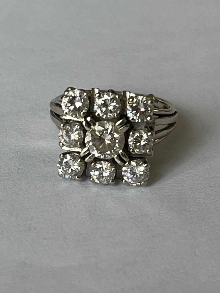 7085 - Vintage Ring In White Gold With 2.00 Ct Diamonds
