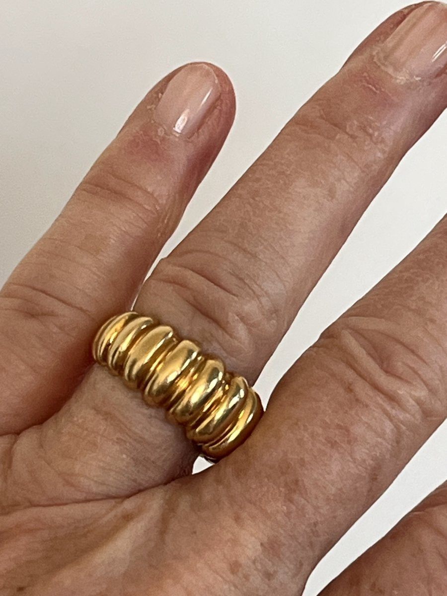 7089- Yellow Gold Godroned Band Ring-photo-2