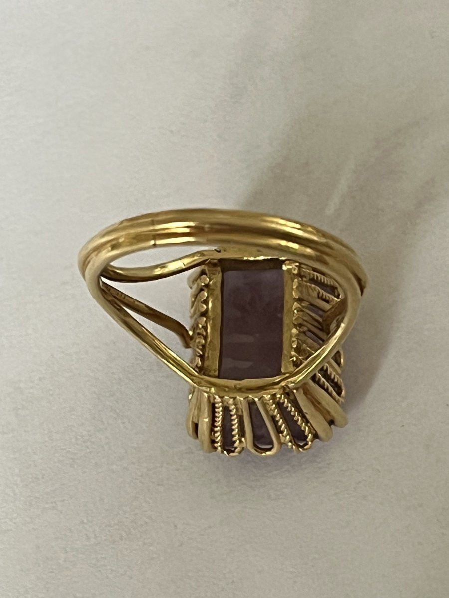 7092 - Vintage Yellow Gold Amethyst Ring-photo-3