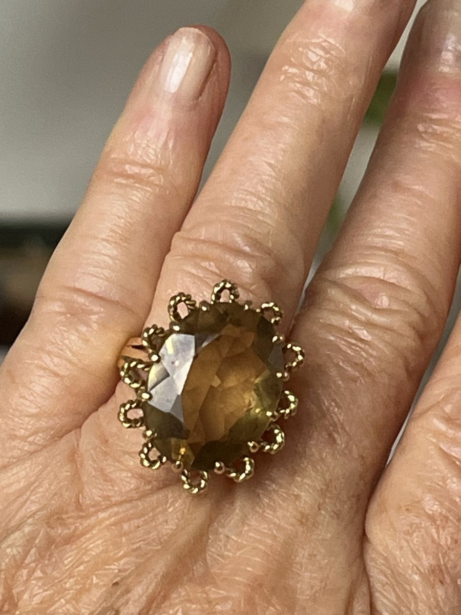 7094 - Vintage Yellow Gold Citrine Ring-photo-2