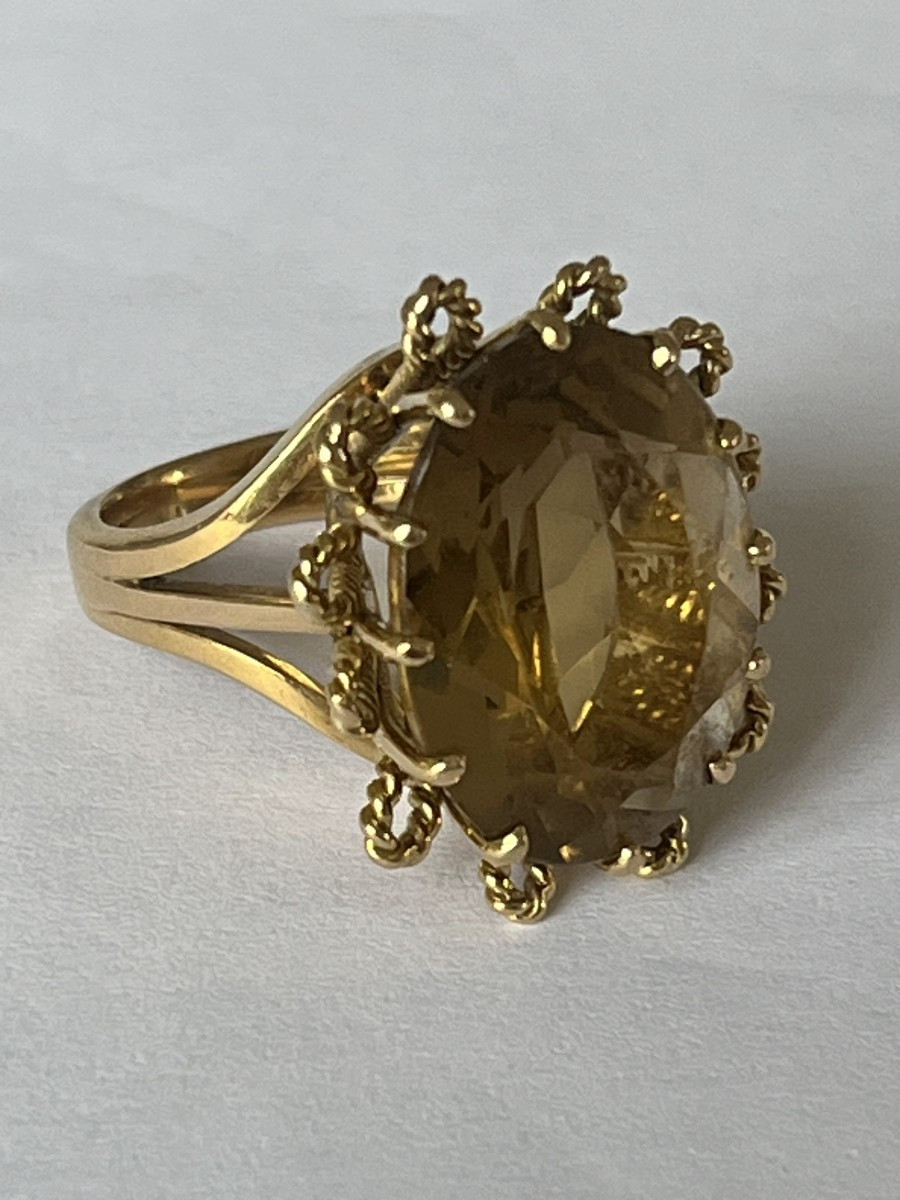 7094 - Vintage Yellow Gold Citrine Ring-photo-1