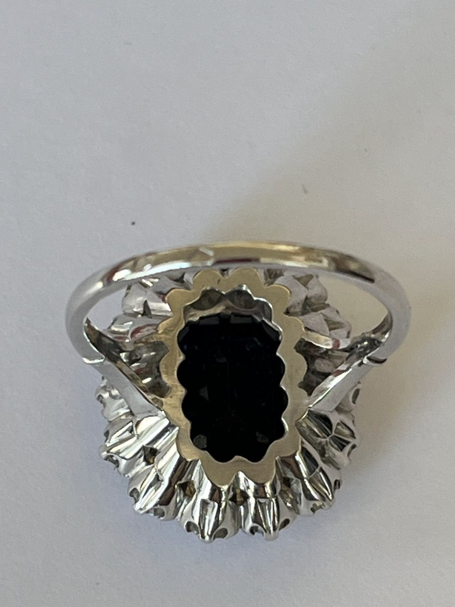 7111- Bague Marguerite Platine Saphir 5,00 ct Diamants-photo-2