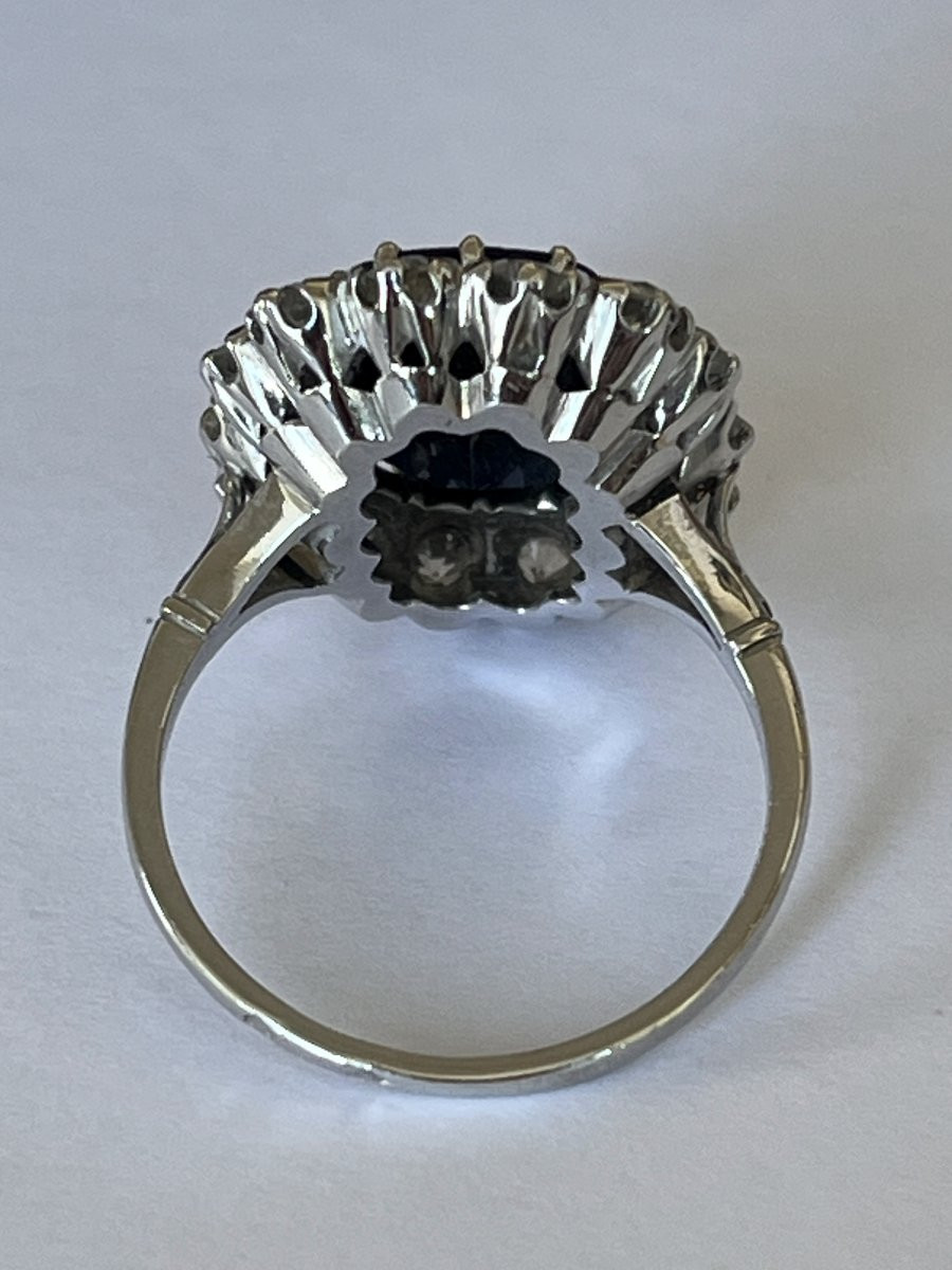 7111- Bague Marguerite Platine Saphir 5,00 ct Diamants-photo-3