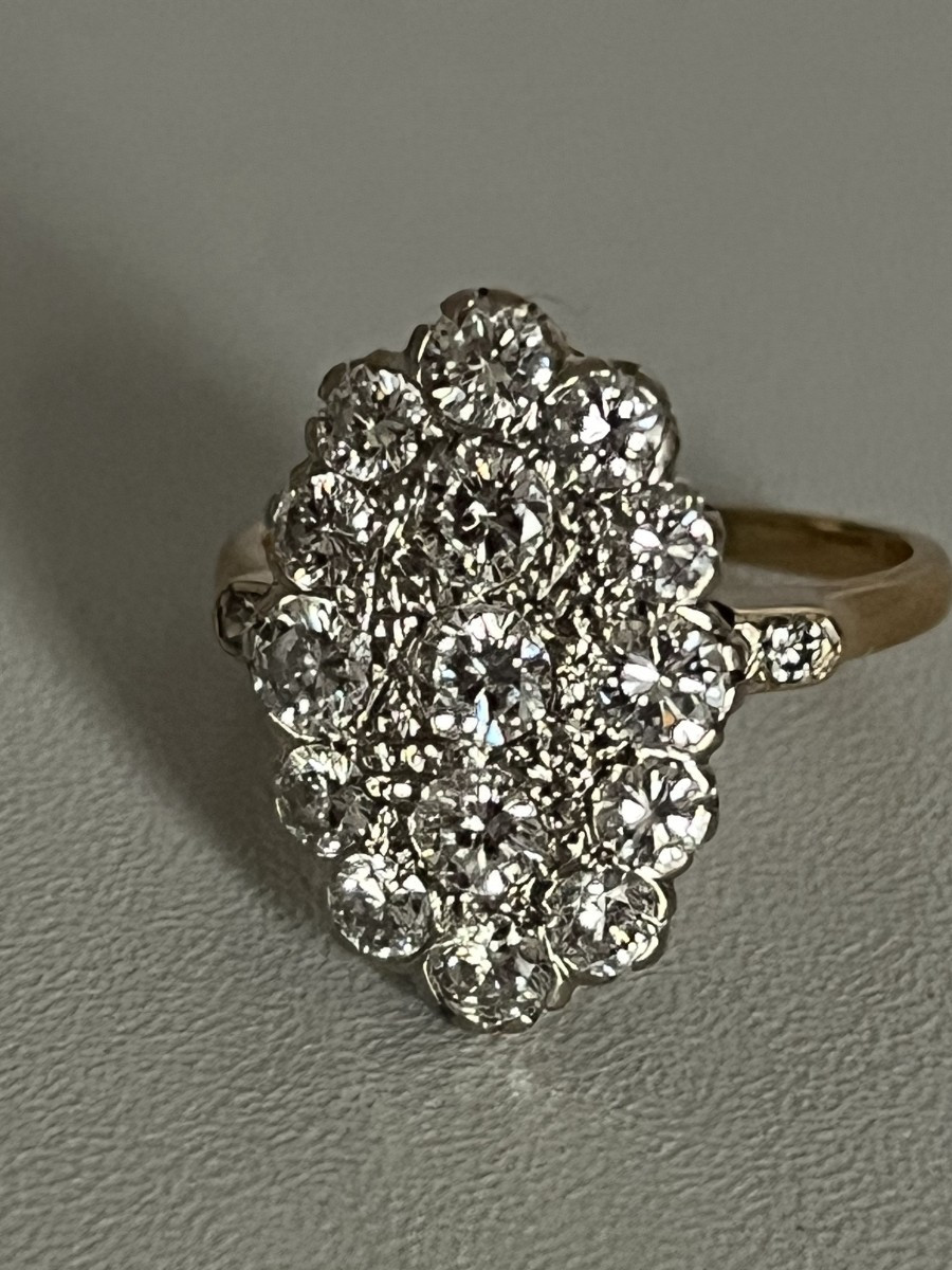 7133- Bague Or Jaune et Gris Diamants 1,50 ct