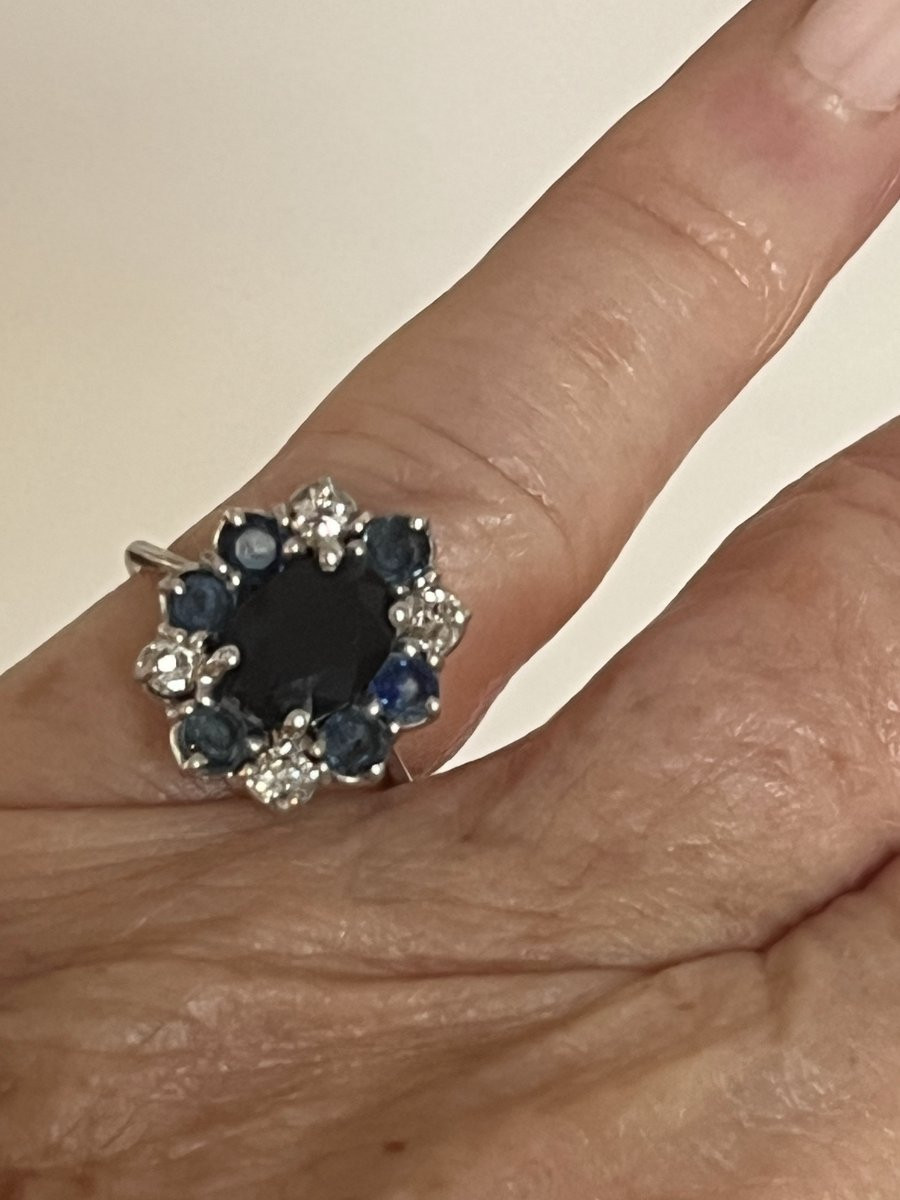 7134 - Daisy Ring, White Gold, Sapphires, Diamonds-photo-1