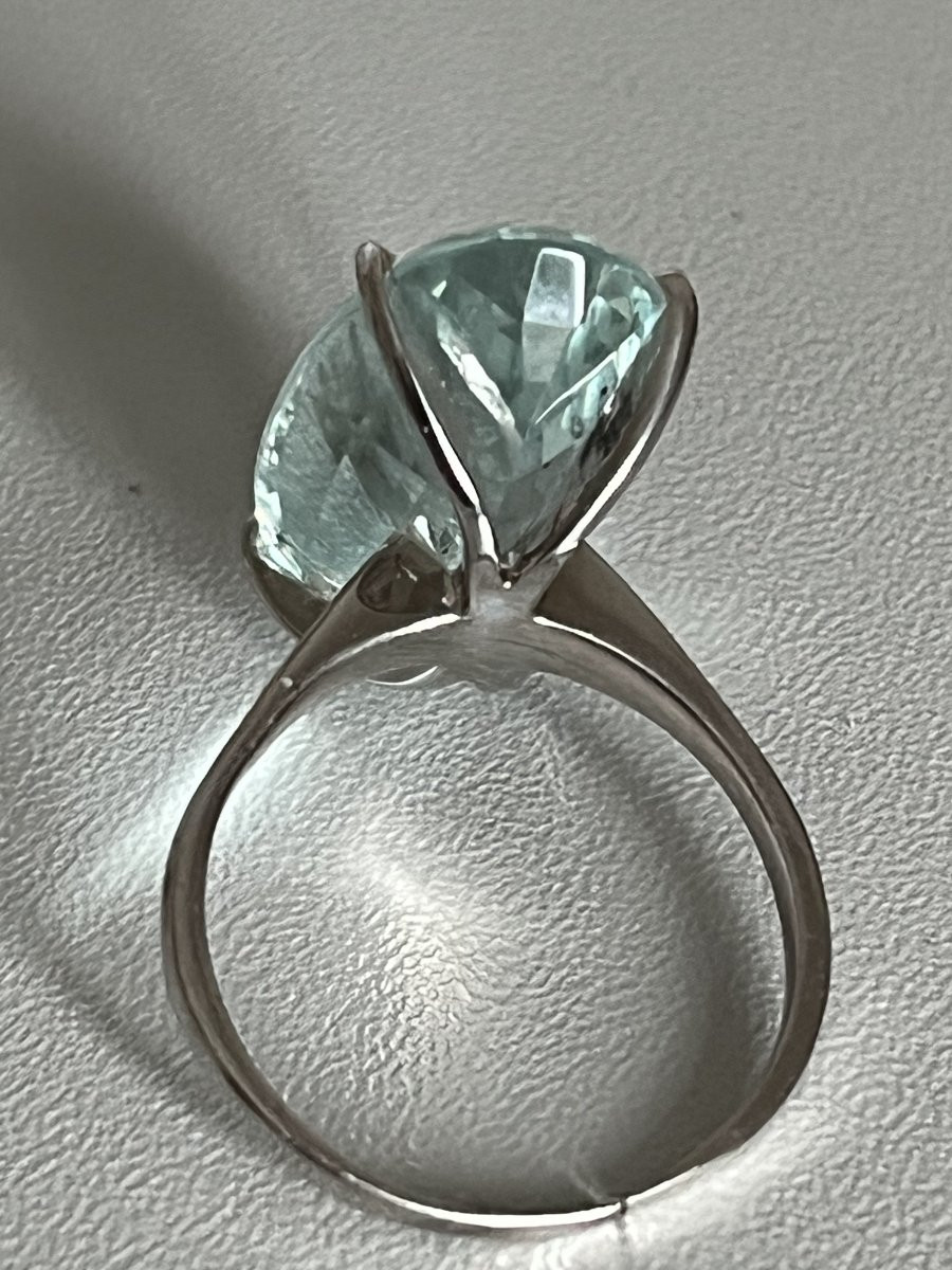 7135 - 13.00 Ct Grey Gold Aquamarine Ring-photo-3