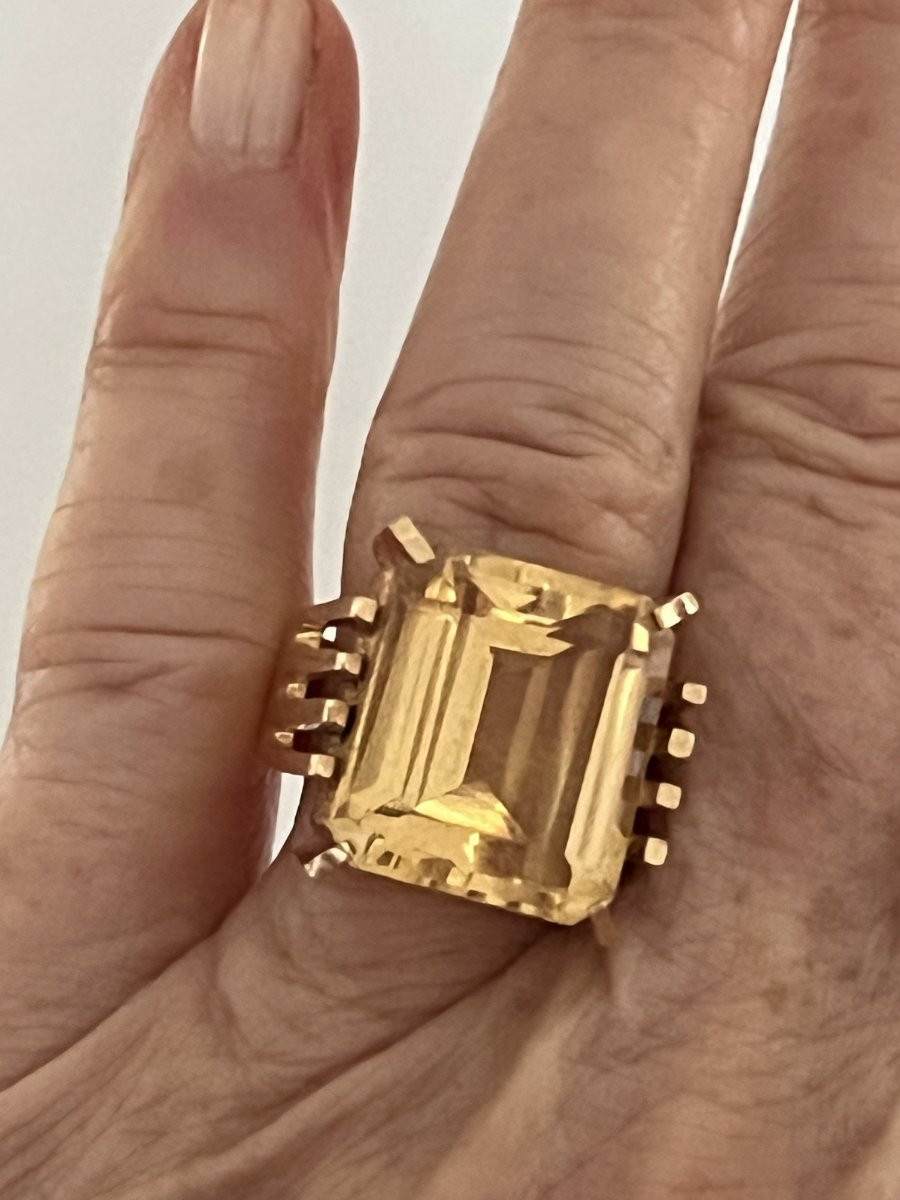 7306 - Vintage Yellow Gold Citrine Ring-photo-2