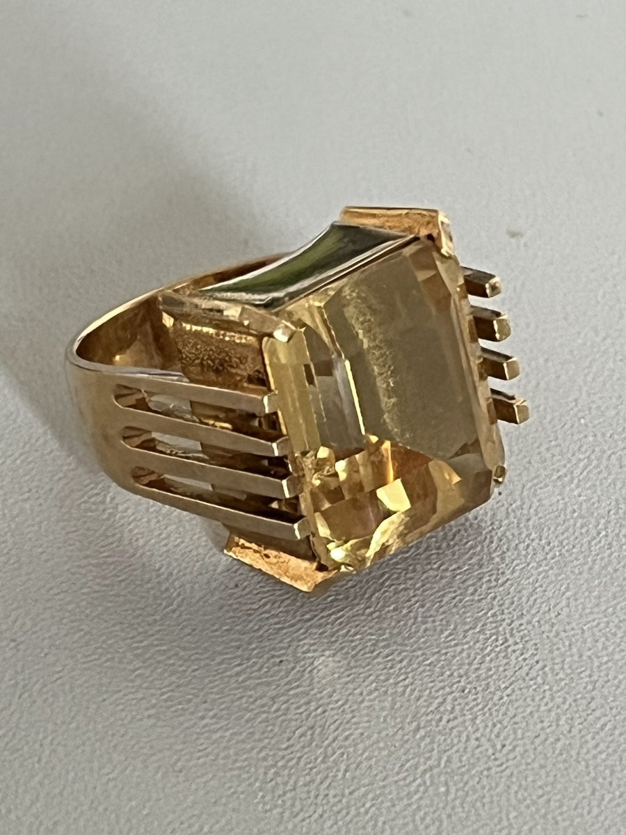 7306 - Vintage Yellow Gold Citrine Ring-photo-1