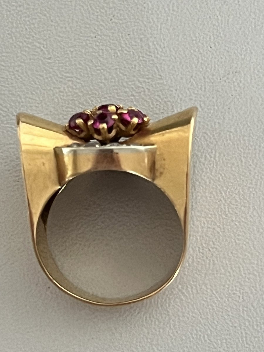 7311 - Tank Ring, Yellow Gold, Ruby, Diamonds-photo-4