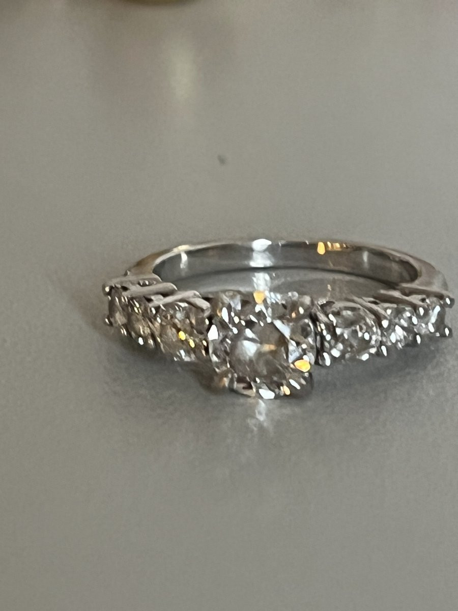 7326 - White Gold Ring With Diamonds (1.00 Ct In The Center)-photo-4