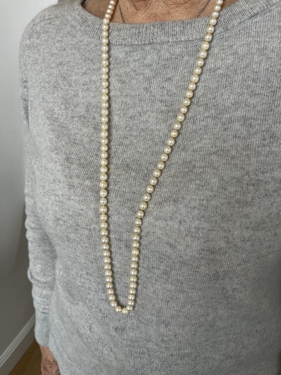 7329- Collier Perles Akoya Fermoir Or Gris-photo-4