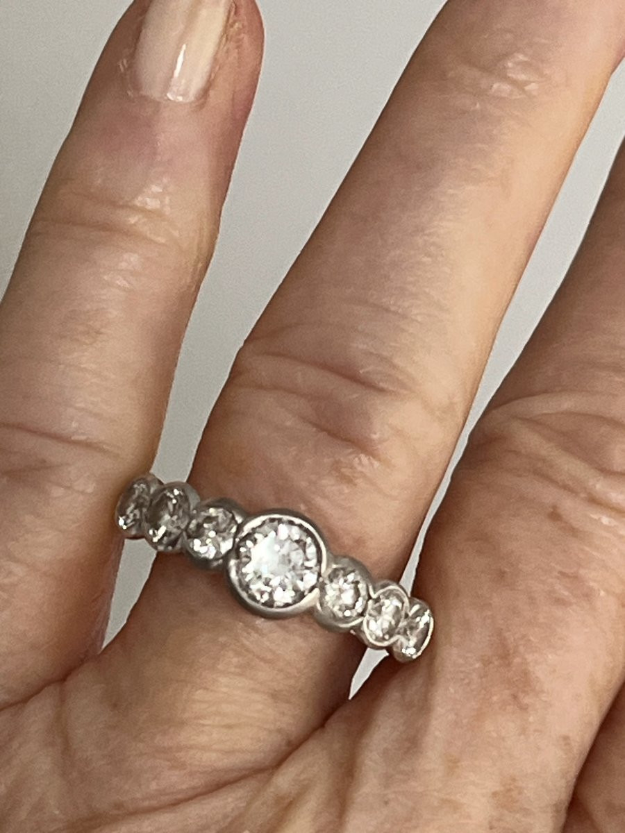 7335b- Bague Vintage Or Gris Diamants (0,71 ct au centre)-photo-4