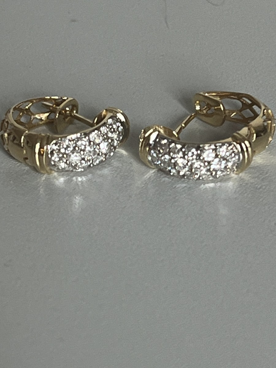 7358- Boucles d'Oreilles Créoles Or Jaune Diamants