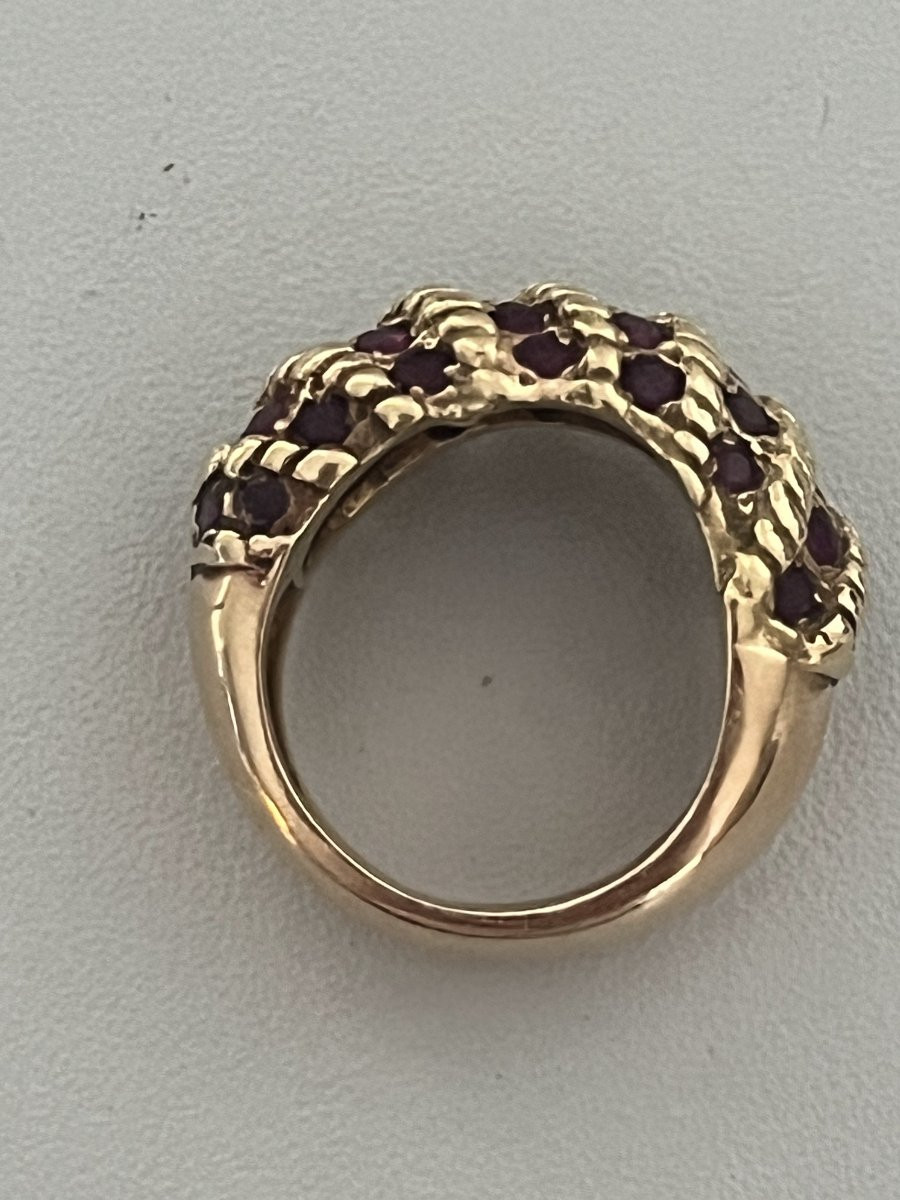 7373 - Vintage Yellow Gold Ruby Ring-photo-3