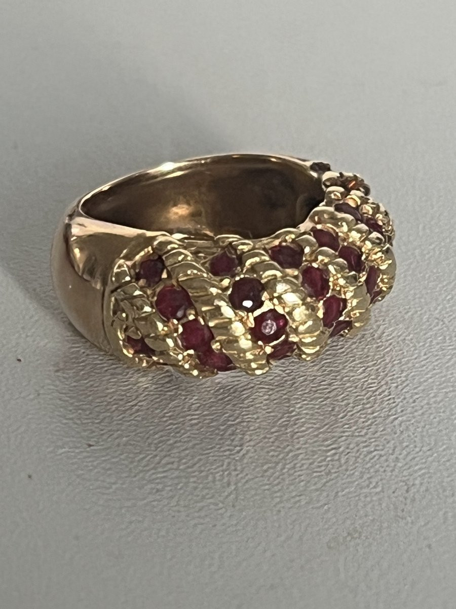 7373 - Vintage Yellow Gold Ruby Ring-photo-4