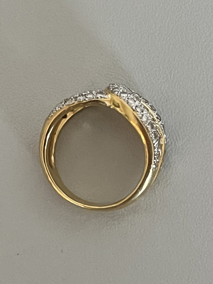 7380- Bague Bandeau Vintage Or Jaune Diamants-photo-3