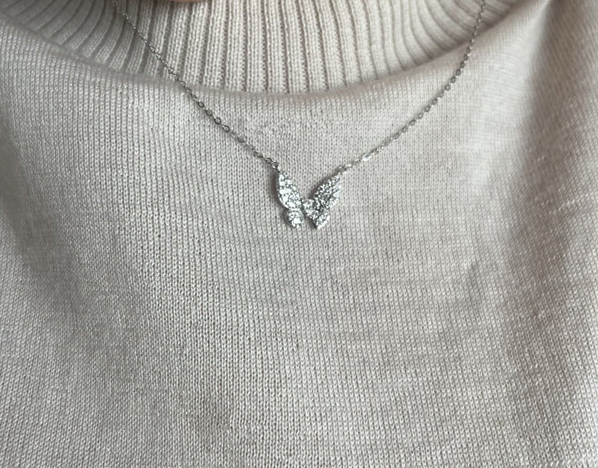 7383- Collier Papillon Or Gris Diamants-photo-2