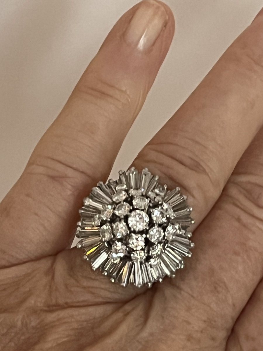 6505 - Vintage Platinum Ring With 5.00 Ct Diamonds-photo-2