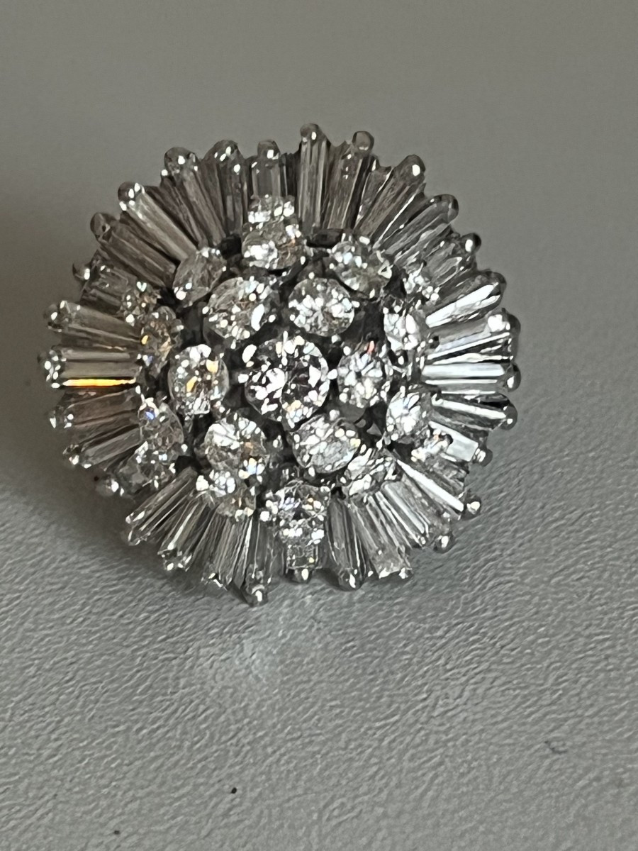 6505 - Vintage Platinum Ring With 5.00 Ct Diamonds