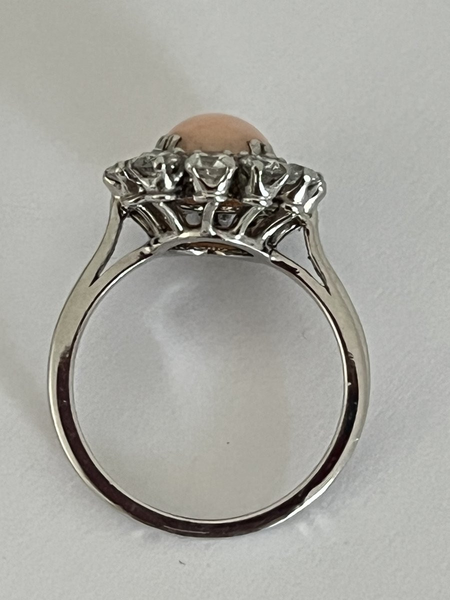 6822- Bague Vintage OR Gris Corail Diamants-photo-3