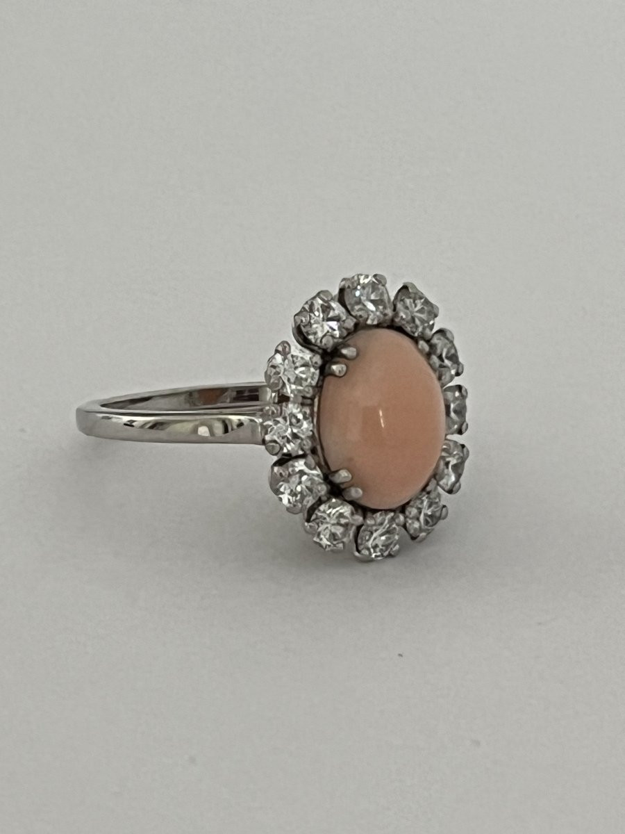 6822- Bague Vintage OR Gris Corail Diamants-photo-4
