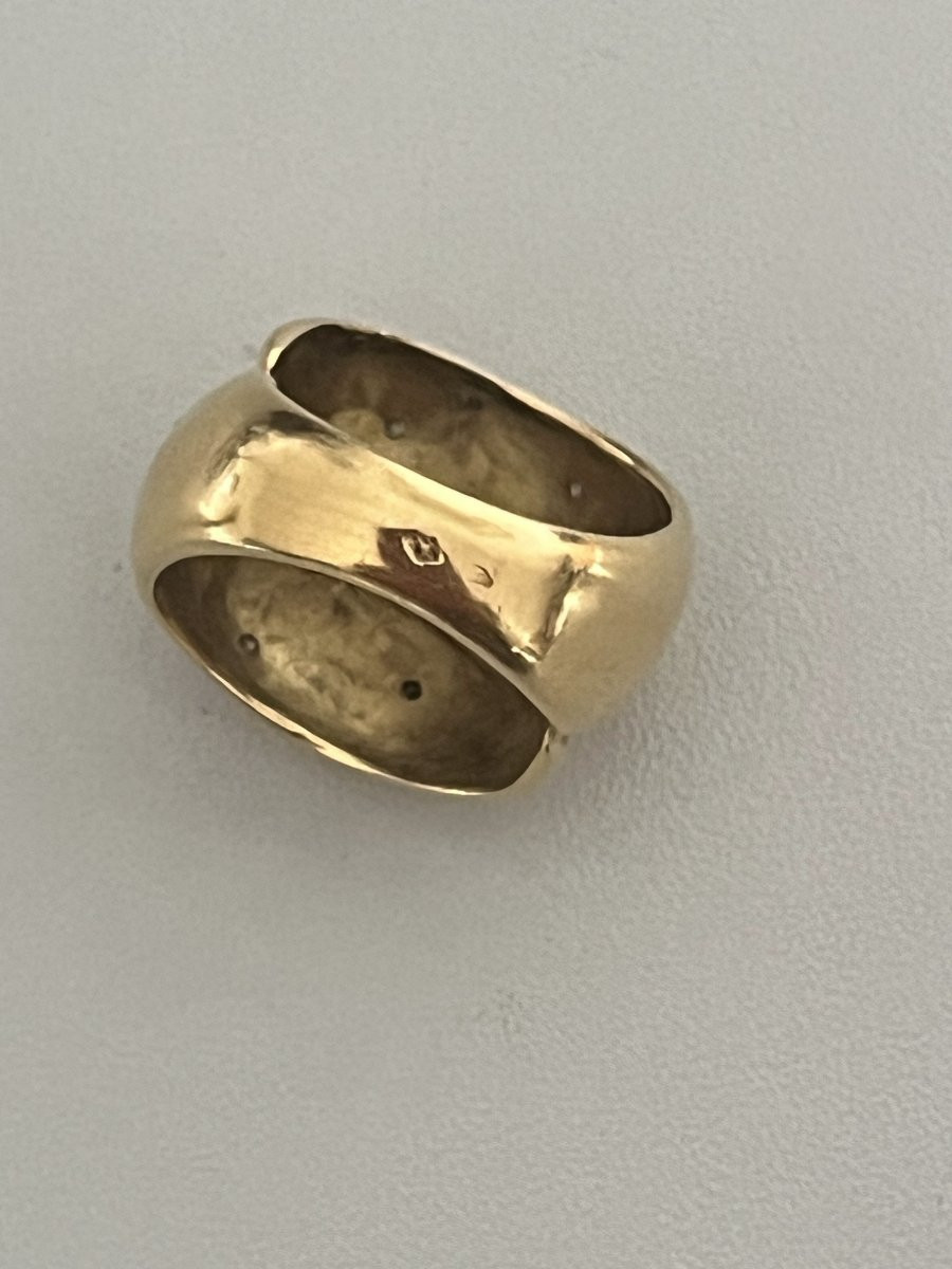 6828- Bague Jonc Vintage Diamants Serti Etoilé-photo-2