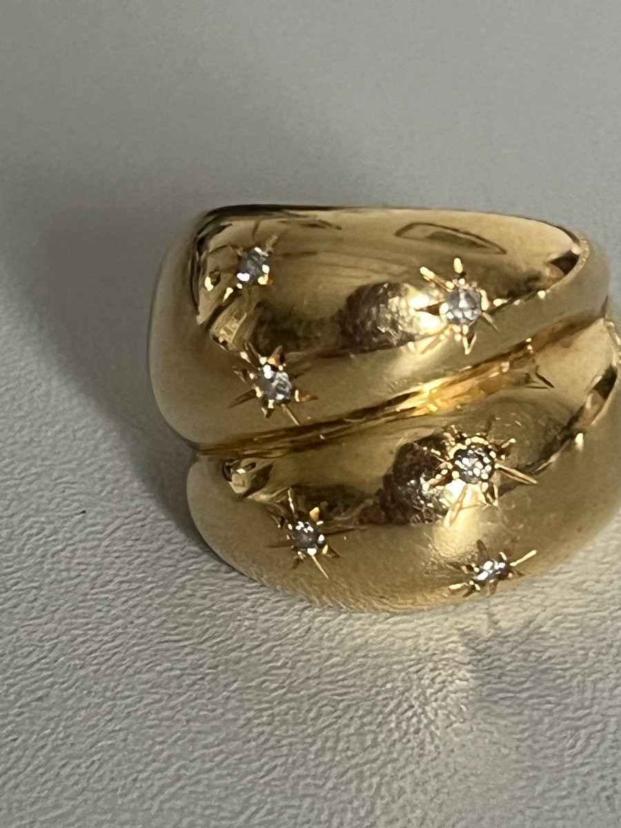 6828- Bague Jonc Vintage Diamants Serti Etoilé-photo-1