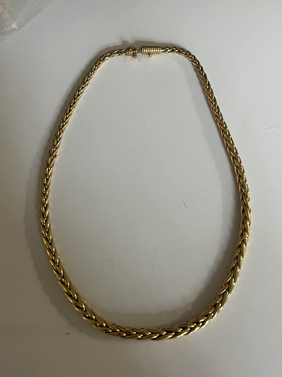 6893 - Vintage Yellow Gold Palm Link Necklace