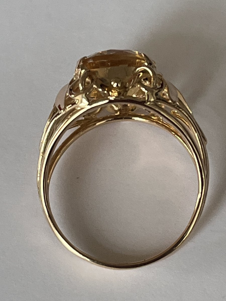 7005- Bague Vintage Or Jaune Citrine-photo-2