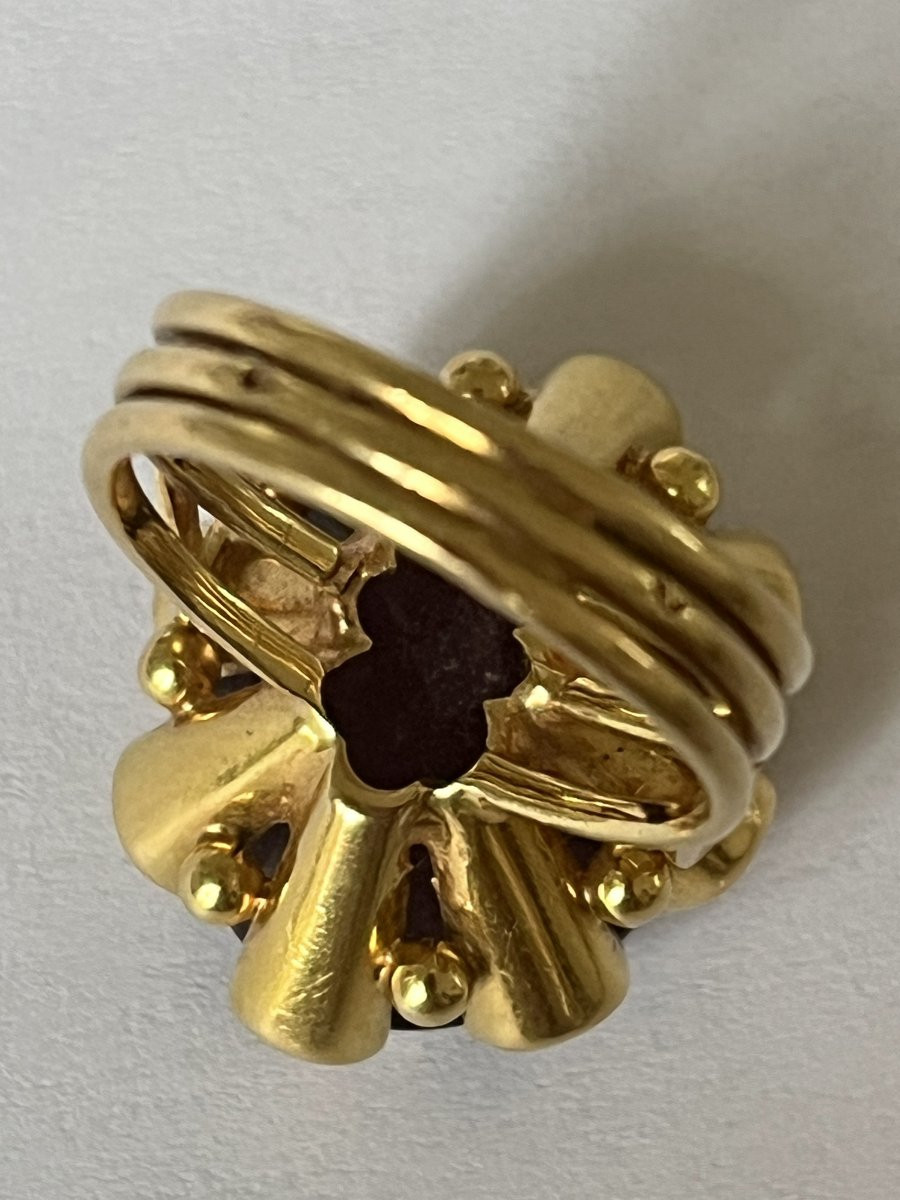 7075 - Vintage Cocktail Ring In Yellow Gold With Amethyst-photo-2