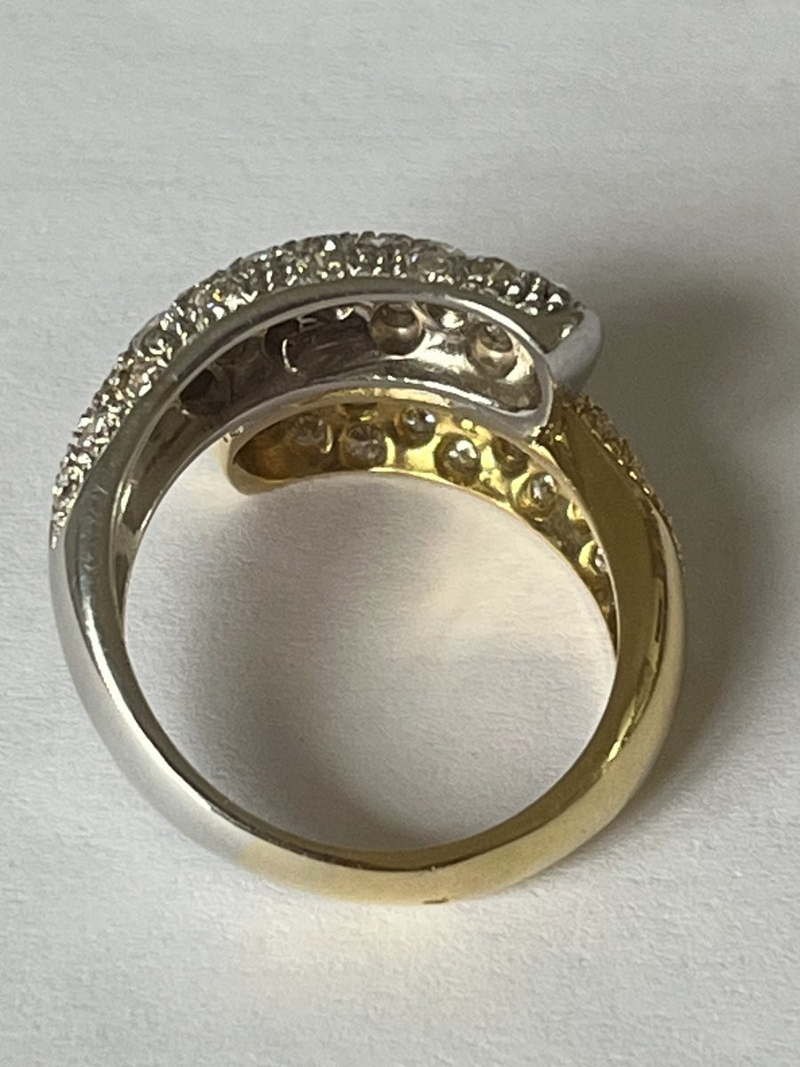 7077 - Vintage Cross Ring In Yellow And Grey Gold With Diamonds-photo-3