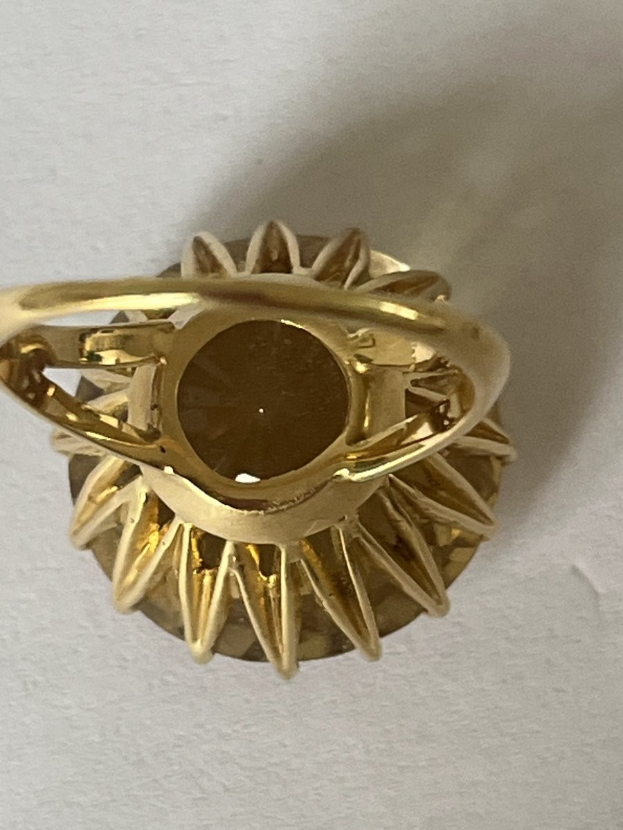 7082- Bague Cocktail Vintage Or Jaune Citrine-photo-3