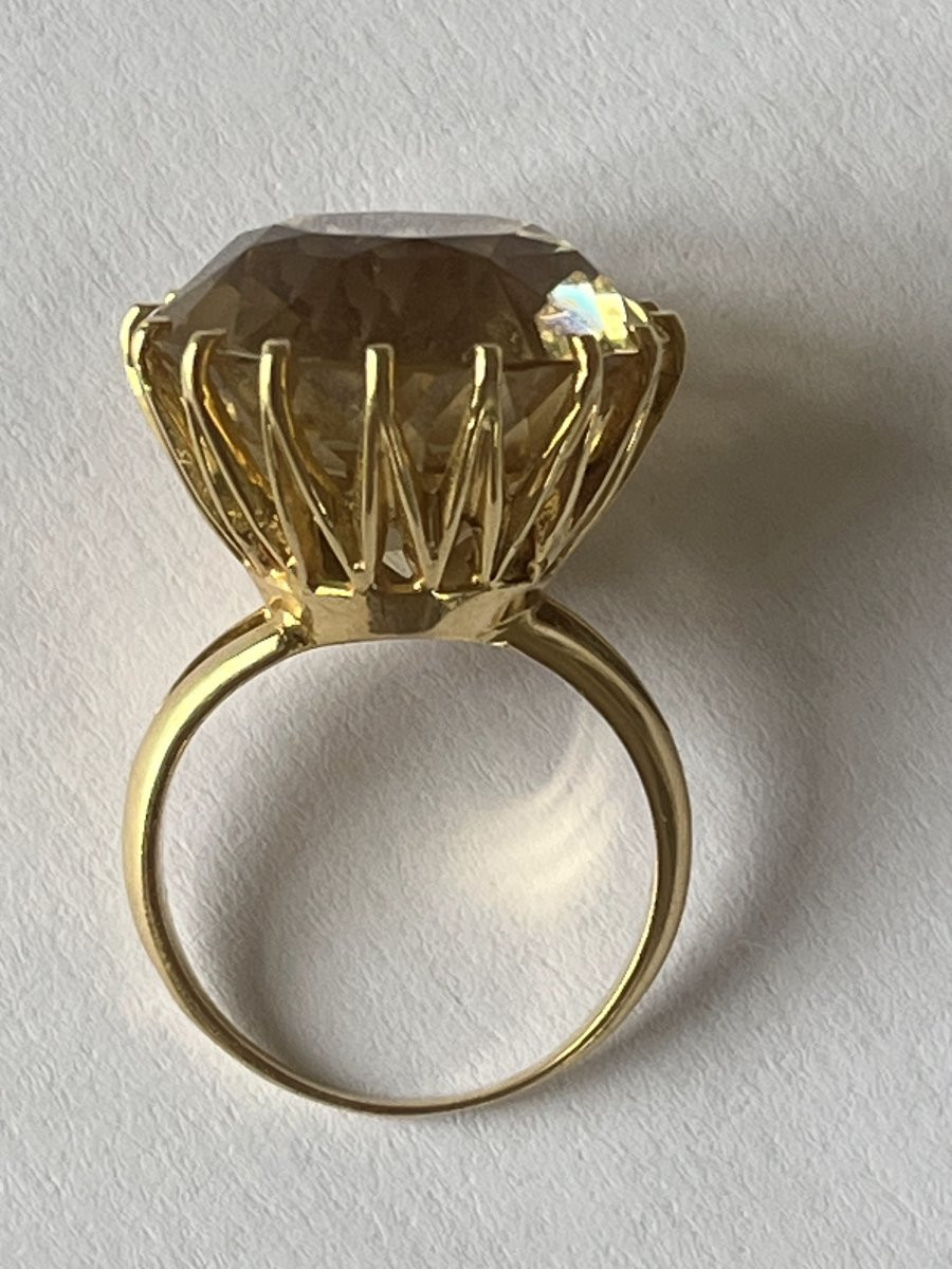 7082- Bague Cocktail Vintage Or Jaune Citrine-photo-4