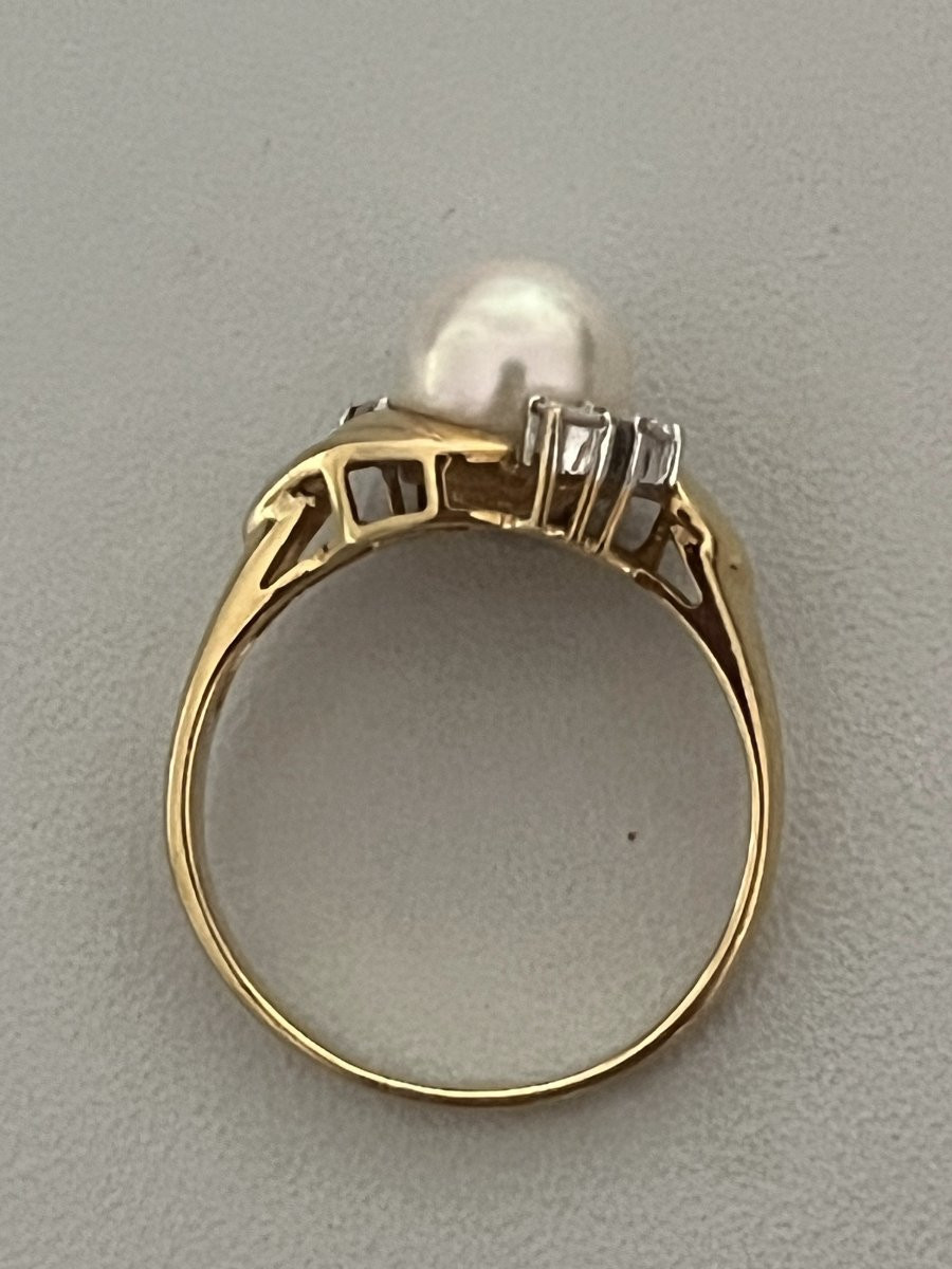 7168- Bague Or Jaune et Gris Perle Akoya Diamants-photo-3